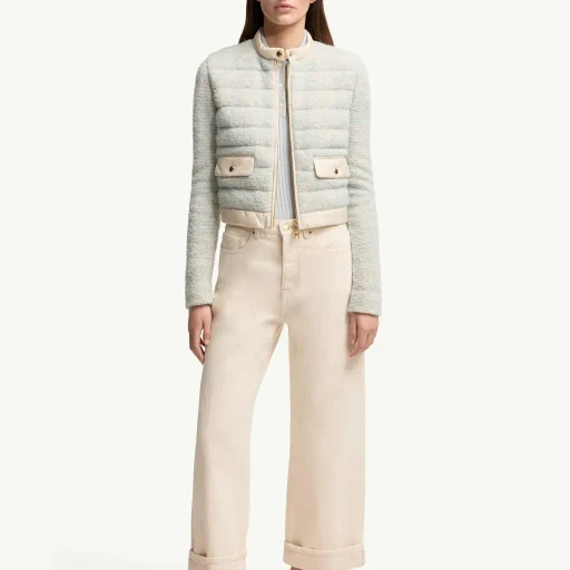 Wool & Alpaca Blend Padded Zip-Up Cardigan