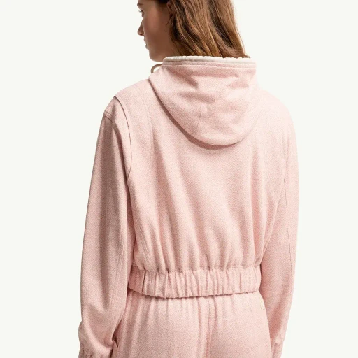 Linen & Cotton Blend Zip-Up Hoodie