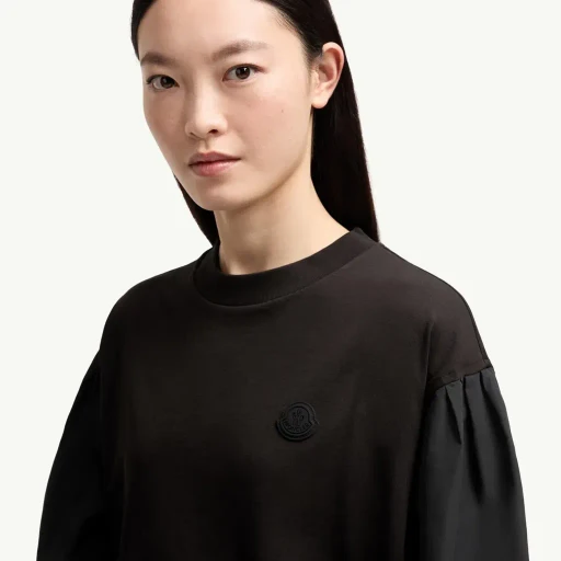 Pleated Sleeves Cotton Jersey Sweatshirt