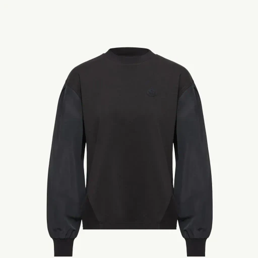 Pleated Sleeves Cotton Jersey Sweatshirt