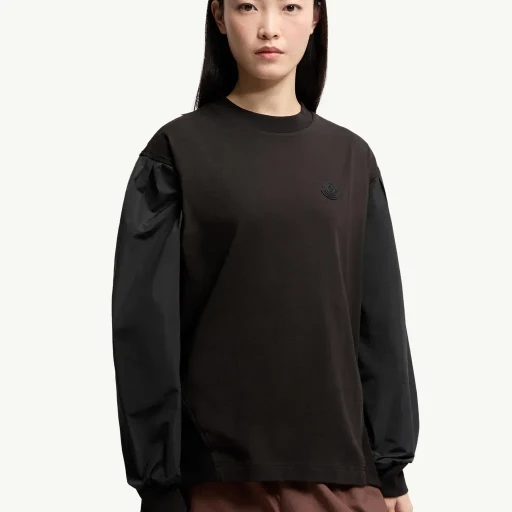 Pleated Sleeves Cotton Jersey Sweatshirt