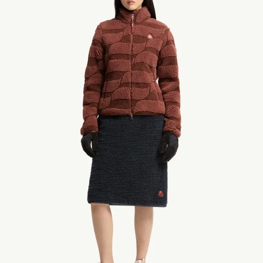 Teddy Jacquard Padded Zip-Up Cardigan