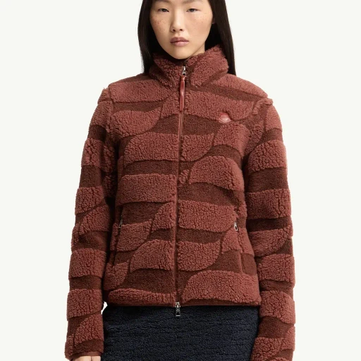 Teddy Jacquard Padded Zip-Up Cardigan