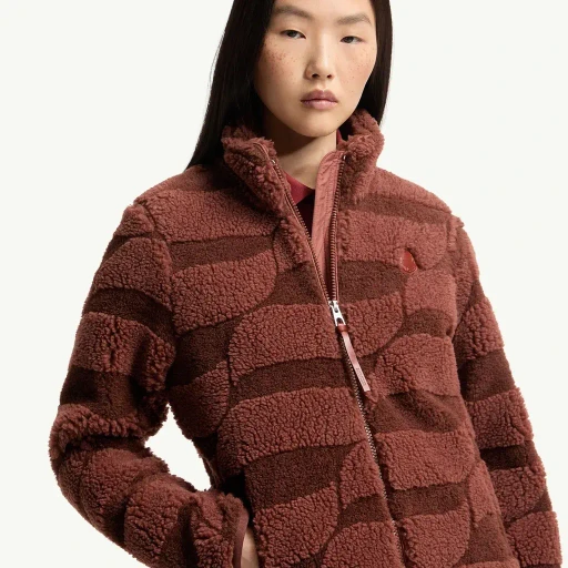 Teddy Jacquard Padded Zip-Up Cardigan