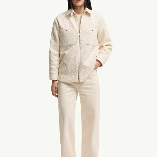 Cotton Blend Bouclé Down Shirt Jacket