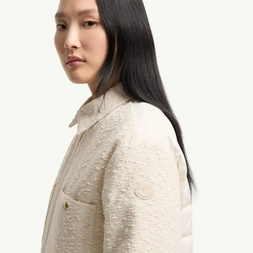 Cotton Blend Bouclé Down Shirt Jacket