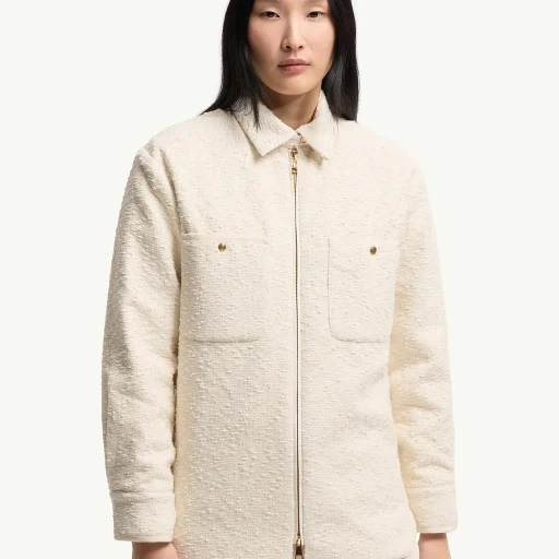 Cotton Blend Bouclé Down Shirt Jacket