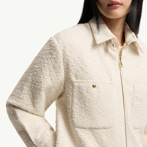 Cotton Blend Bouclé Down Shirt Jacket
