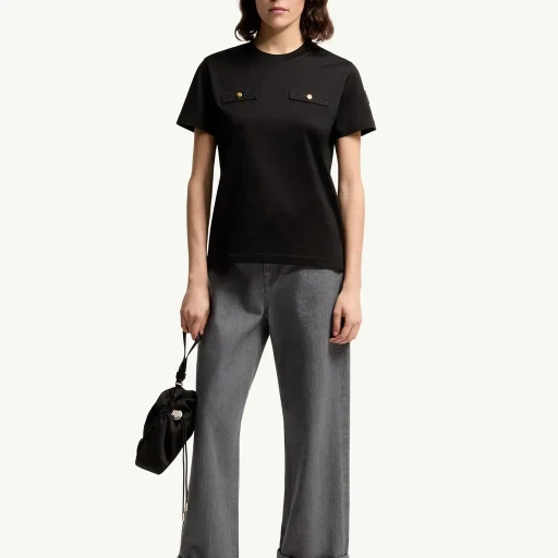 Cotton T-Shirt With Mock Pockets