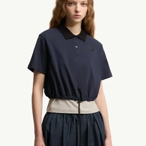 Cropped Cotton Piquet Polo Shirt