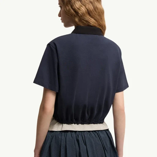 Cropped Cotton Piquet Polo Shirt