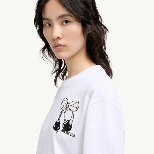 Embroidered Cherry Logo Cotton T-Shirt