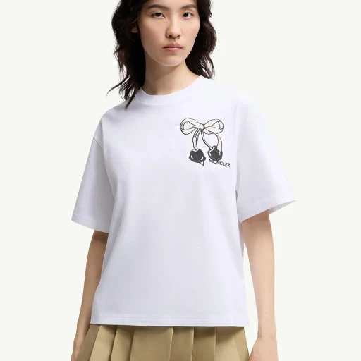 Embroidered Cherry Logo Cotton T-Shirt