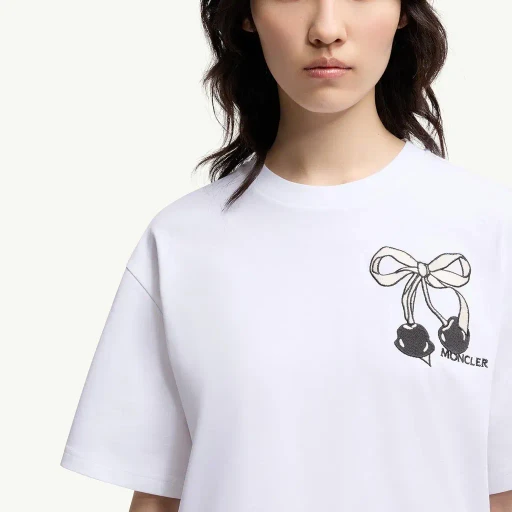Embroidered Cherry Logo Cotton T-Shirt