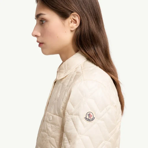 Diamond-Quilted Padded Shirt Jacket