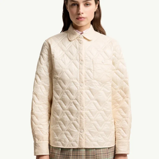 Diamond-Quilted Padded Shirt Jacket