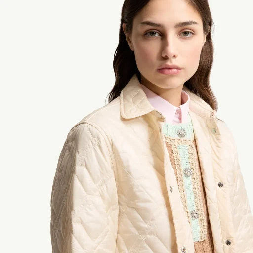 Diamond-Quilted Padded Shirt Jacket