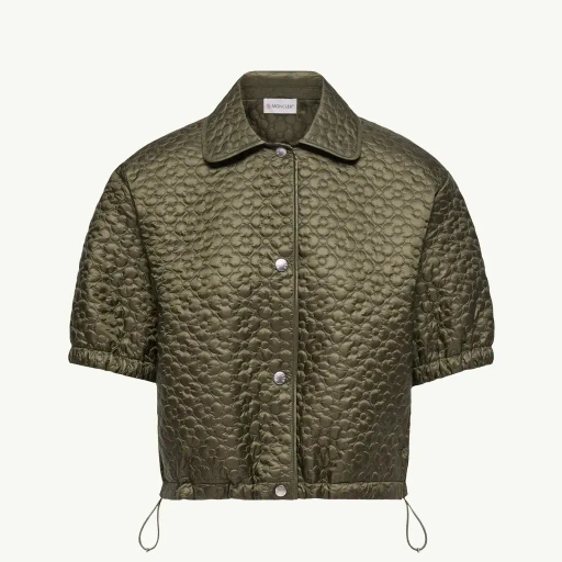 Floral-Quilted Padded Short Sleeve Shirt