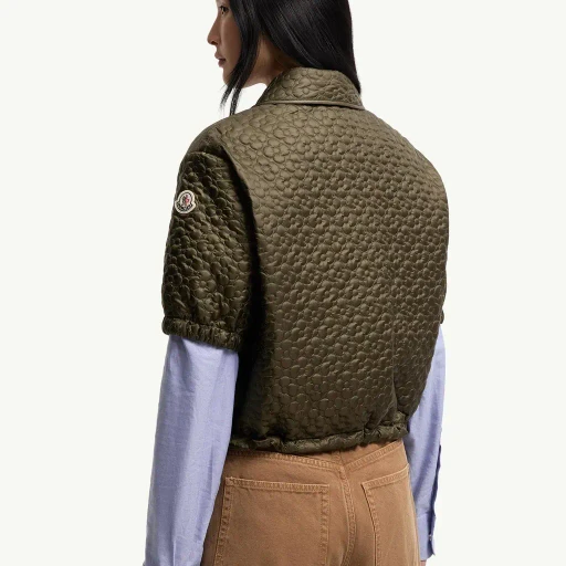 Floral-Quilted Padded Short Sleeve Shirt