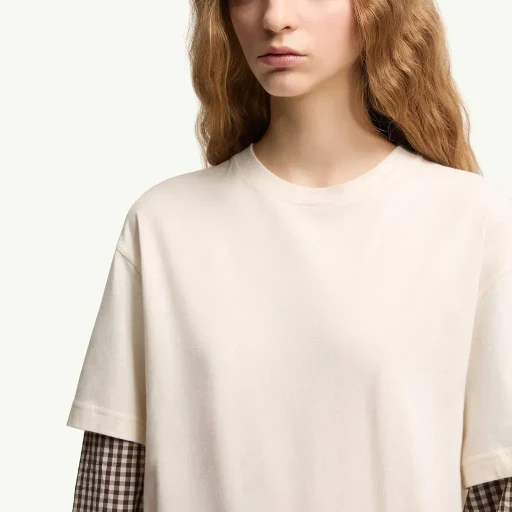 Layered-Effect Vichy Cotton Blend T-Shirt