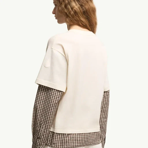 Layered-Effect Vichy Cotton Blend T-Shirt
