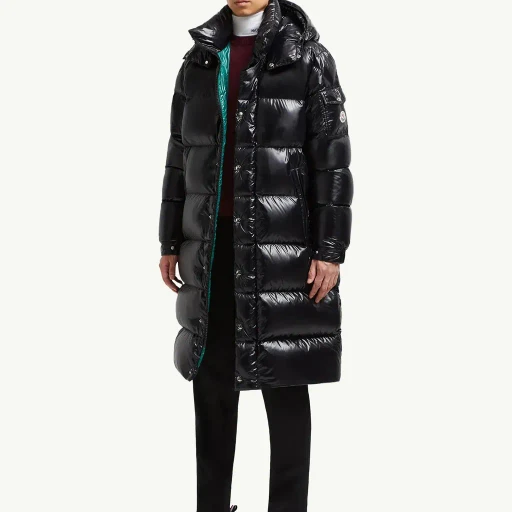 Hanoverian Hooded Square-Quilted Long Down Jacket