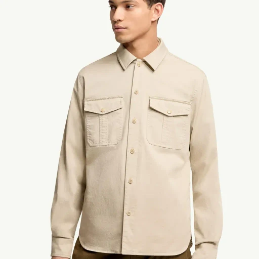 Cotton Blend Gabardine Long Sleeve Shirt
