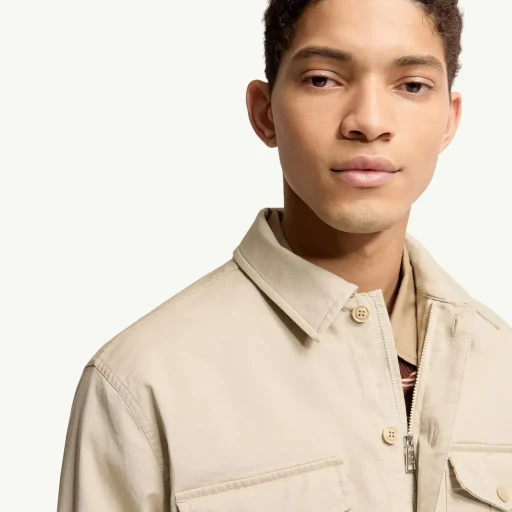 Cotton Blend Gabardine Long Sleeve Shirt