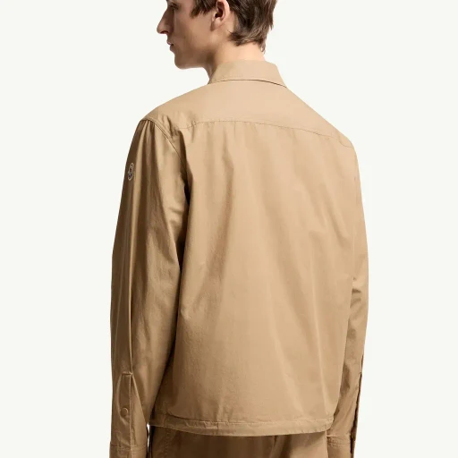 Cotton Poplin Long Sleeve Zip-Up Shirt
