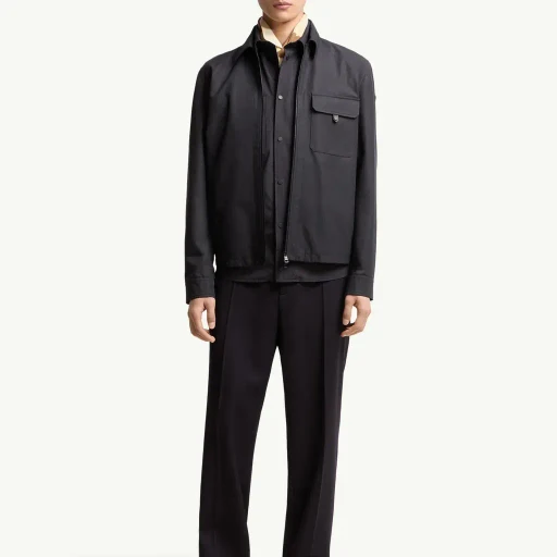 Leather Logo Cotton Blend Shirt