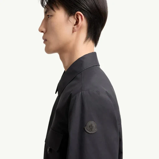 Leather Logo Cotton Blend Shirt