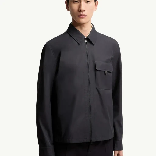 Leather Logo Cotton Blend Shirt