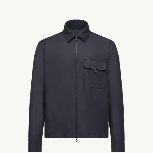 Leather Logo Cotton Blend Shirt