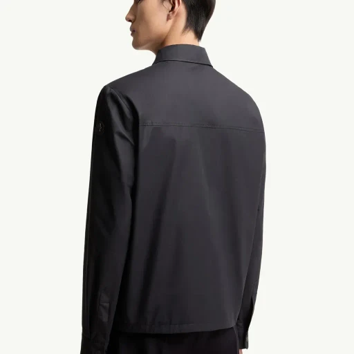 Leather Logo Cotton Blend Shirt