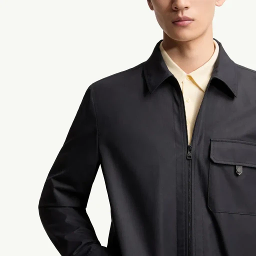 Leather Logo Cotton Blend Shirt