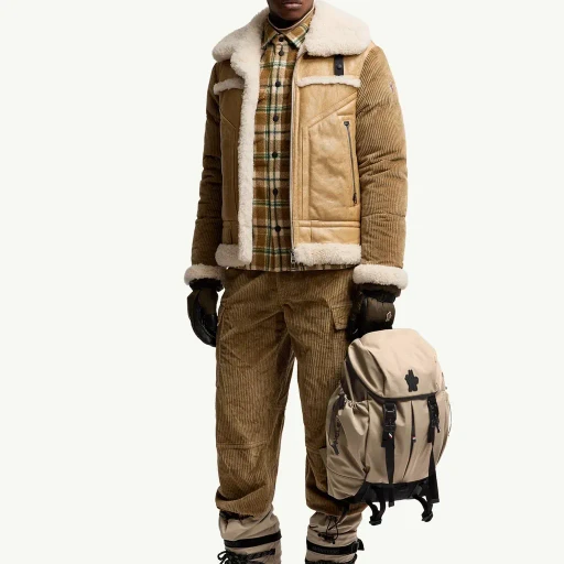Argens Leather & Shearling Short Down Jacket