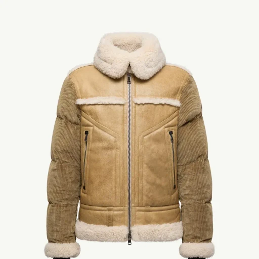 Argens Leather & Shearling Short Down Jacket