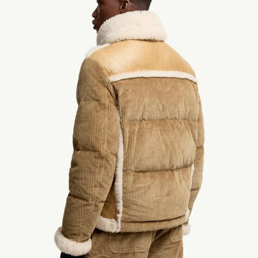 Argens Leather & Shearling Short Down Jacket