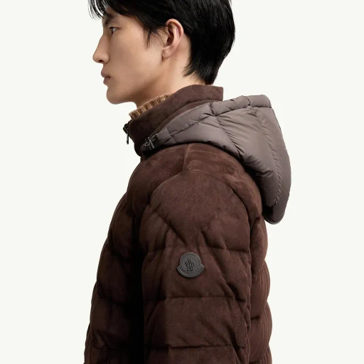 Arneb Hooded Suede Short Down Jacket