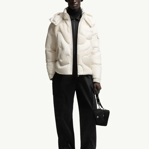 Candes Hooded Teddy Intarsia Short Down Jacket