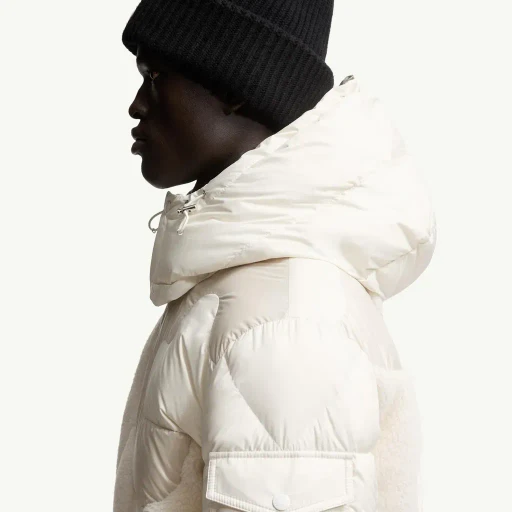 Candes Hooded Teddy Intarsia Short Down Jacket