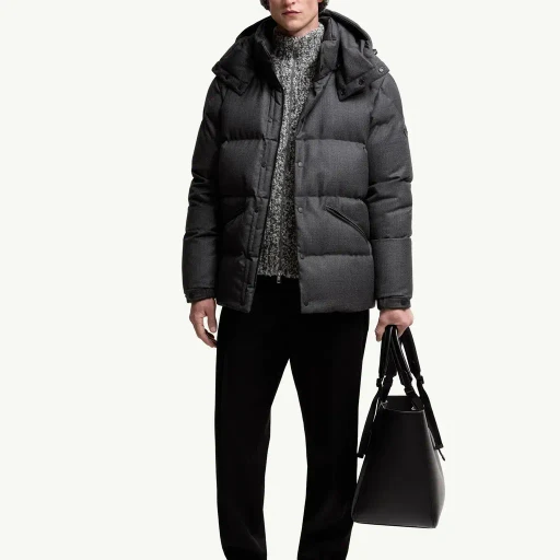 Eawy Hooded Wool Short Down Jacket