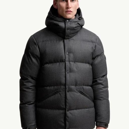 Eawy Hooded Wool Short Down Jacket