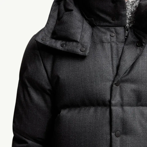 Eawy Hooded Wool Short Down Jacket