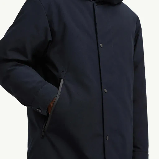 Fowey Reversible Hooded Mid-Length Down Jacket