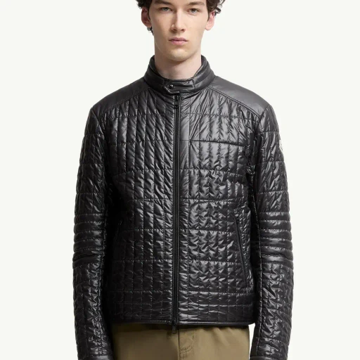 Lasne Vertical-Quilted Padded Biker Jacket