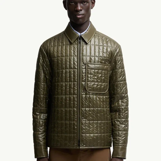 Madiere Vertical-Quilted Padded Shirt Jacket