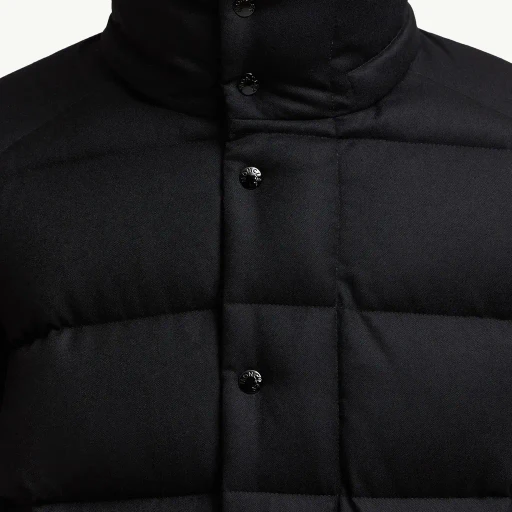 Moncler Maya 70 Hooded Wool Flannel Short Down Jacket