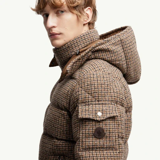 Montgenevre Wool Blend Bouclé Hooded Short Down Jacket