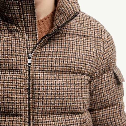 Montgenevre Wool Blend Bouclé Hooded Short Down Jacket